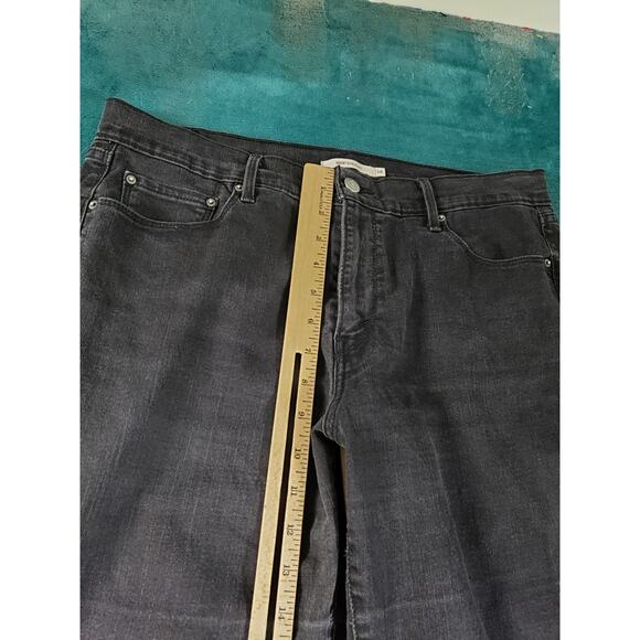 Levis 505 Jeans Size 14 Womens Black Pants Ladies Mid Rise Straight Cropped - Picture 8 of 15